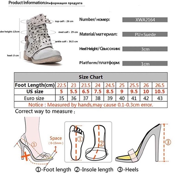 Combat Boots with Studded Heels Biker Shoes-Black - Picture 7 of 7